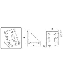 Corner connector for 20x20 profile, fasteners