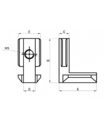 L-shaped angular connector for profiles 30x30, 30x60