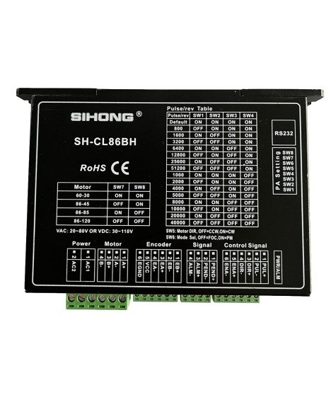SH-CL86BH hybrid servo driver – front panel and terminals