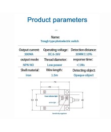 Фотоелектричен сензор E3S-GS30P1 – PNP, U-тип „канал“, ~30 mm, DC 12–24V