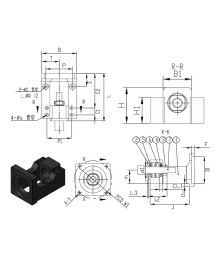 HM12-57, HM12-60, motor mount, ball screw mount, NEMA 23 stepper motor, C7 screw bracket, CNC motor holder, integrated seat, bea