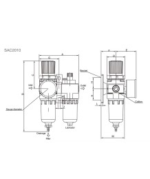 FRL блок SAC2010-02A – филтър регулатор смазчик 1/4″
