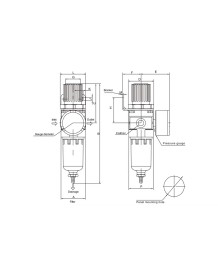 Филтър-регулатор SAW2000-02A – пневматичен FR блок 1/4″
