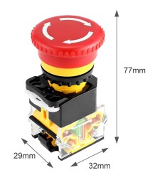 Авариен бутон STOP 22mm LA38-11ZS – 1NO/1NC