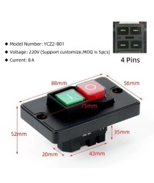 Електромагнитен бутон YCZ2-B01 – ON/OFF ключ 220V с защита